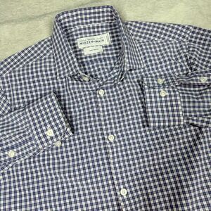 Mizzen+Main Leeward Mens Large Trim Fit Blue Gingham Button Down Shirt